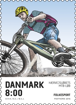 Der dänische Radmarathon «Hærvejsløbet» bekommt von der dänischen Post eine eigene Briefmarke. Graphik: Hærvejsløbet