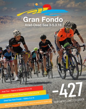 Der «Gran Fondo Dead Sea» ist das tiefste Radrennen der Erde. Der Startschuss erfolgt rund 400 Meter unter Meeresniveau. Die Anmeldung für den Radmarahton läuft. Foto: «Gran Fondo Dead Sea»